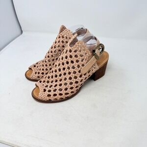 Veracruz Artisans Woven Leather‎ Heeled Sandals Tan 40 Boho Slingback Summer